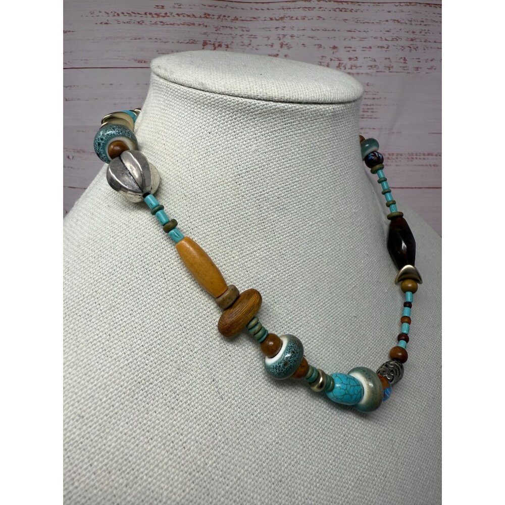 Boho Assemblage ~ Chunky ~ Beaded Necklace ~ 18"